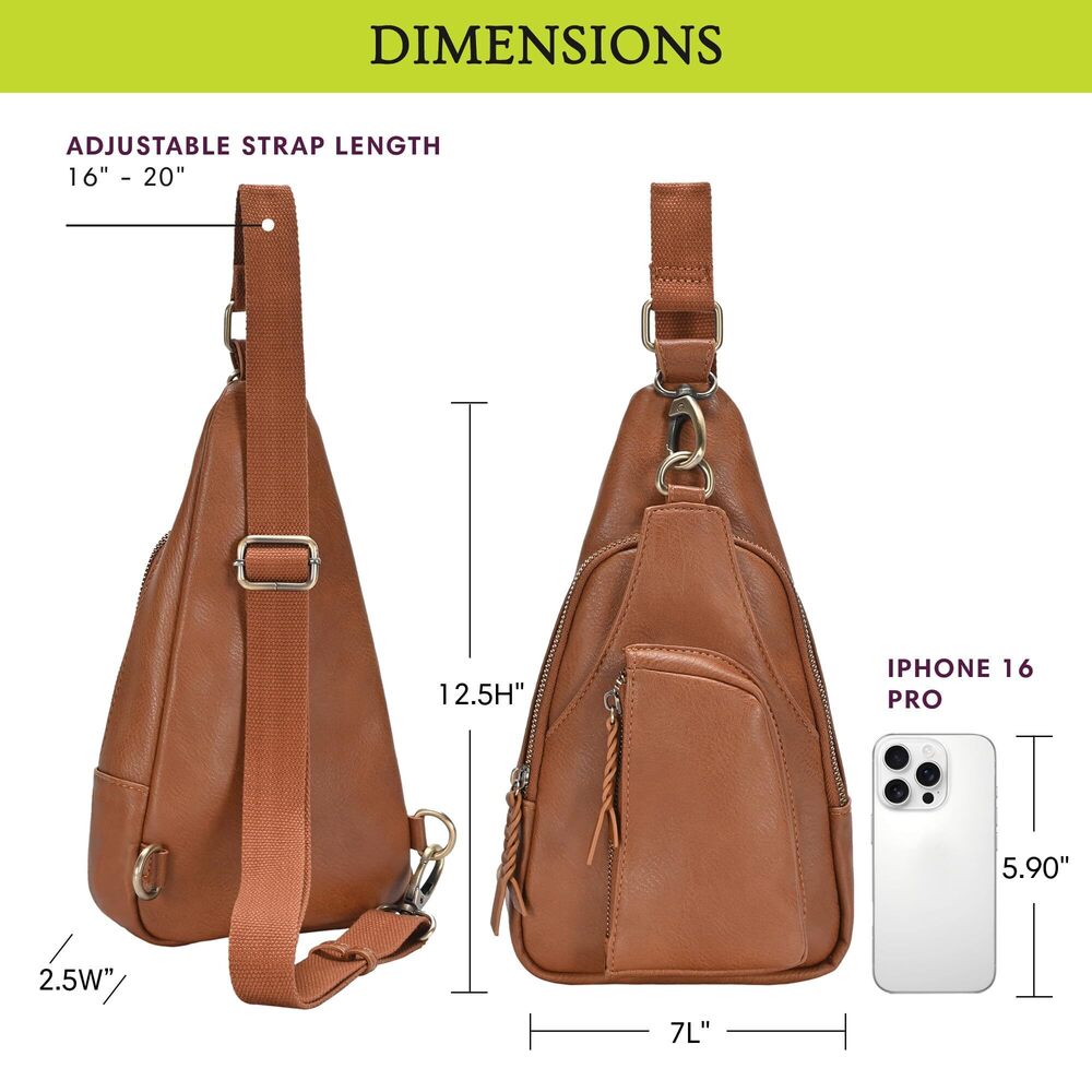 4065 Antik Kraft Tasha Crossbody Sling Tan | Vegan Leather Crossbody Bag View 6